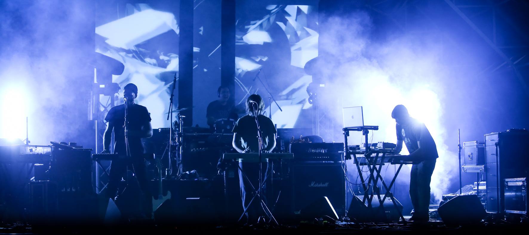 Slovenian electronic rock band Karmakoma plays live.