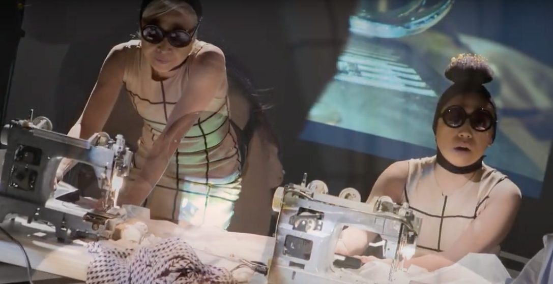 Les Sewing Sisters in their video "She Sews"