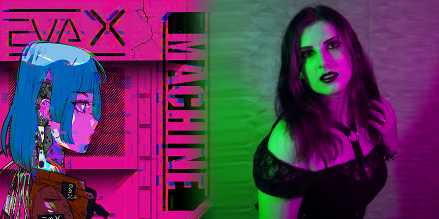 Eva X Machine art header with eva portrait