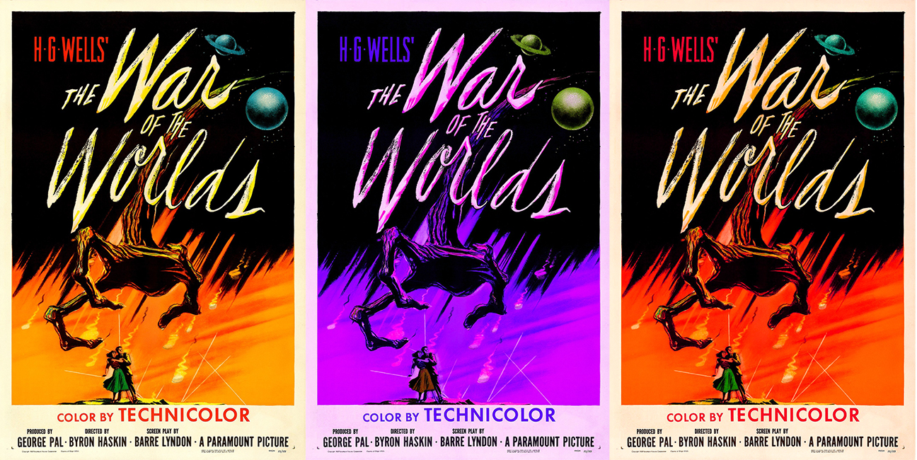 1953 War Of The Worlds Film Poster tryptich by Keith Walsh of synthbeat.com