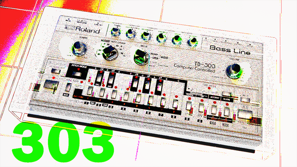 Graphic rendering of the Roland TB 303 Computer Controlled Bass LIne.