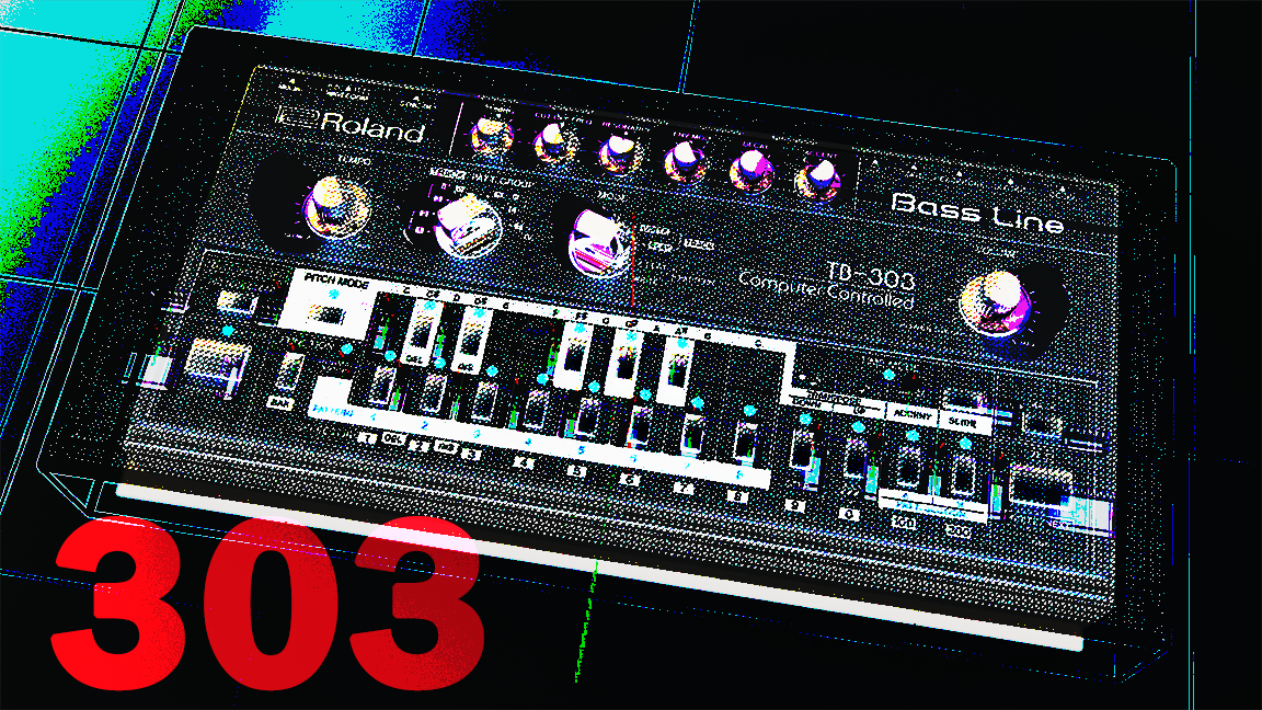 Graphic rendering of the Roland TB 303 Computer Controlled Bass LIne.